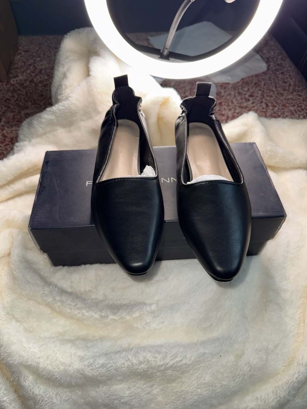 French Connection Flats, Pointed Toe, Vegan Leather, Size 7.5